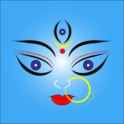 Blue Black Durga Art Self Adhesive Sticker Poster