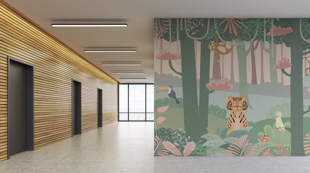 Nursery jungle theme kids wallpaper
