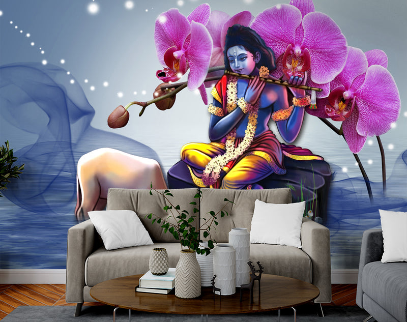 Krishna With Flute wallpaper for wall