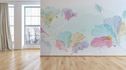 Blue Water Floral Wallpaper