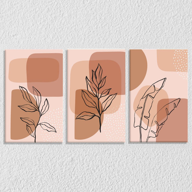 Leafy Aesthetic Abstract Art Set Of 3