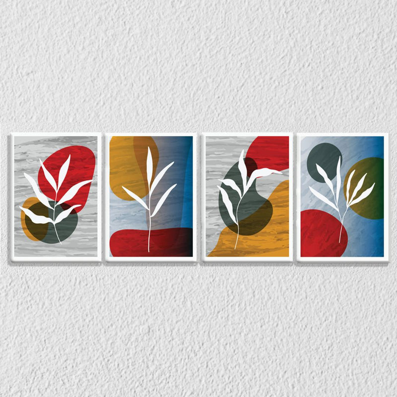 Abstract Twilight Tropical Leafs Set Of 4