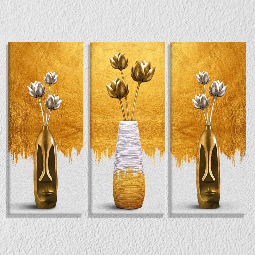 Modern Flower Vase Canvas Set Of 3