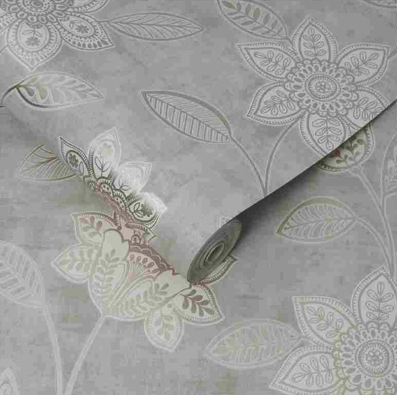 Milan Graham & Brown Fiorella Grey Wallpaper
