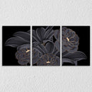 Black Floral Art Canvas Set Of 3