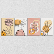 Boho Floral Art Canvas Set Of 4