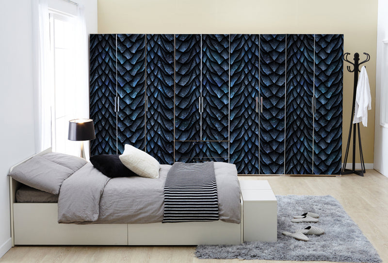 Blue Shaded 3D Art Pattern Self Adhesive Sticker For Wardrobe