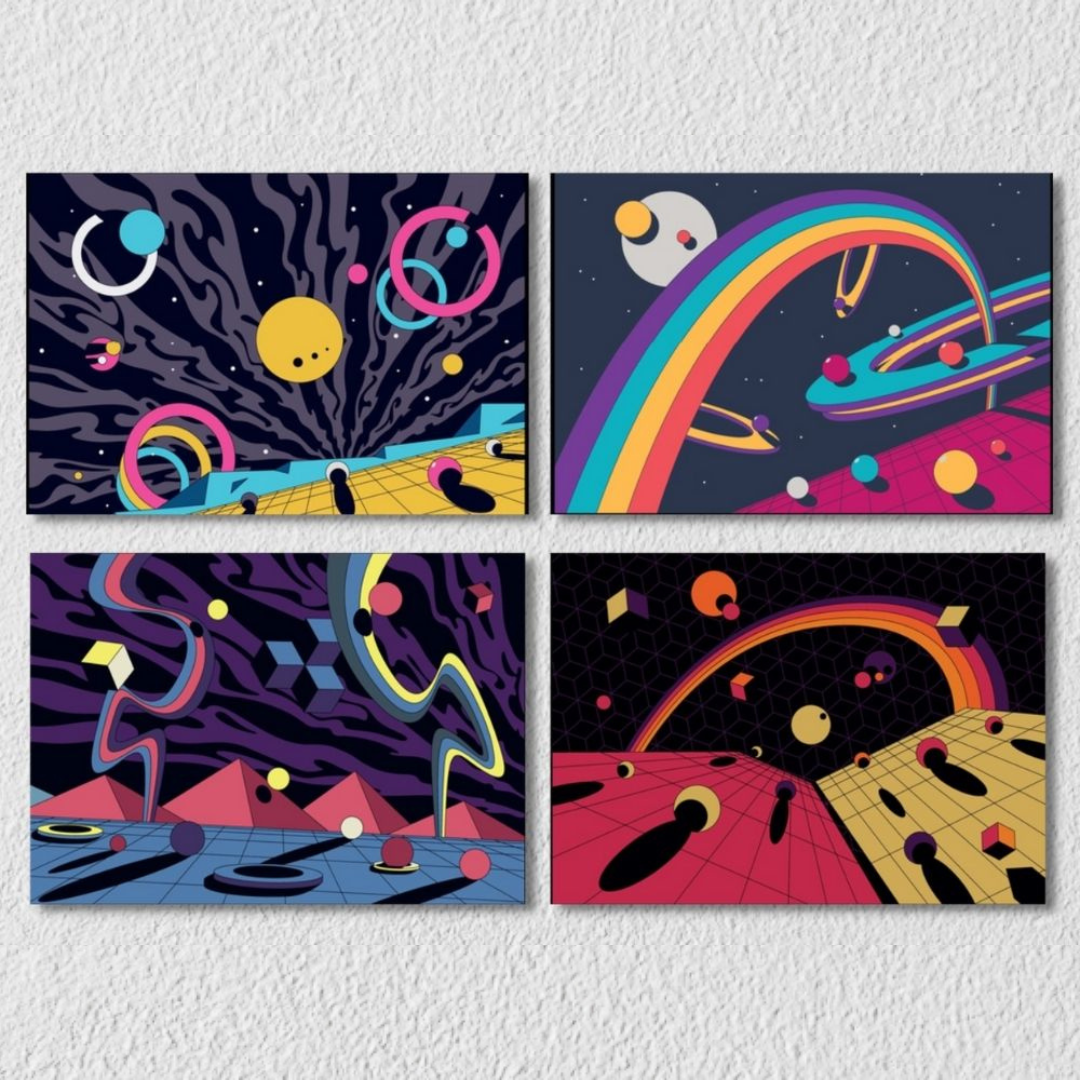 Psychedelic Wall Art, Set Of 4