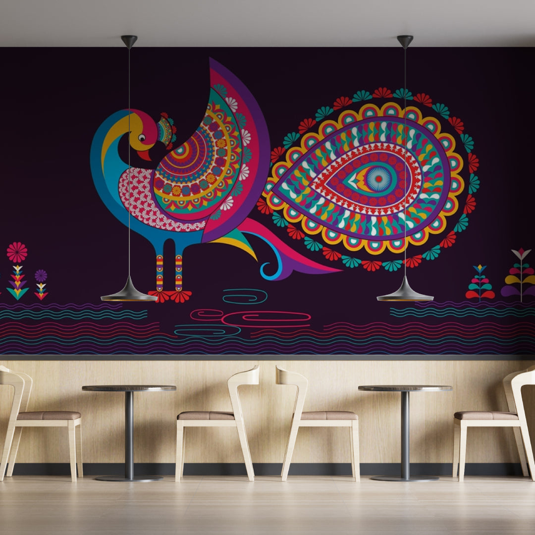 Traditional Peacock Rajasthani Wallpaper
