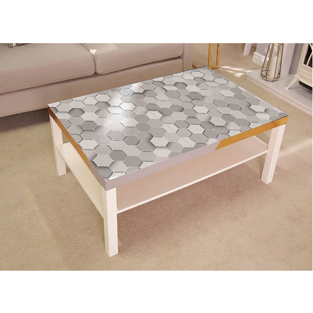 White Hexagonal 3D Art Self Adhesive Sticker For Table – Myindianthings