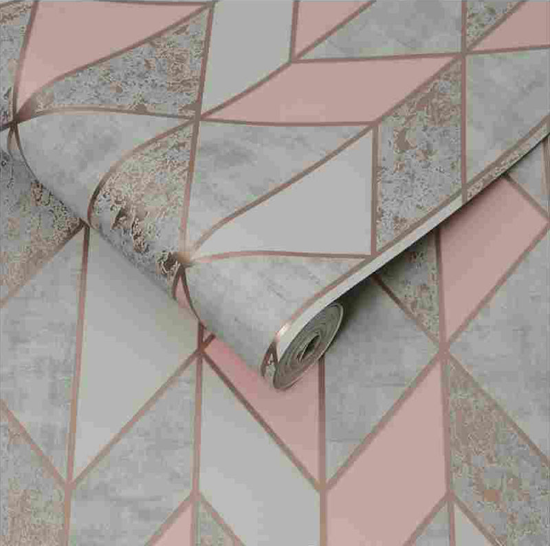 Milan Geo Rose Gold Blown Wallpaper