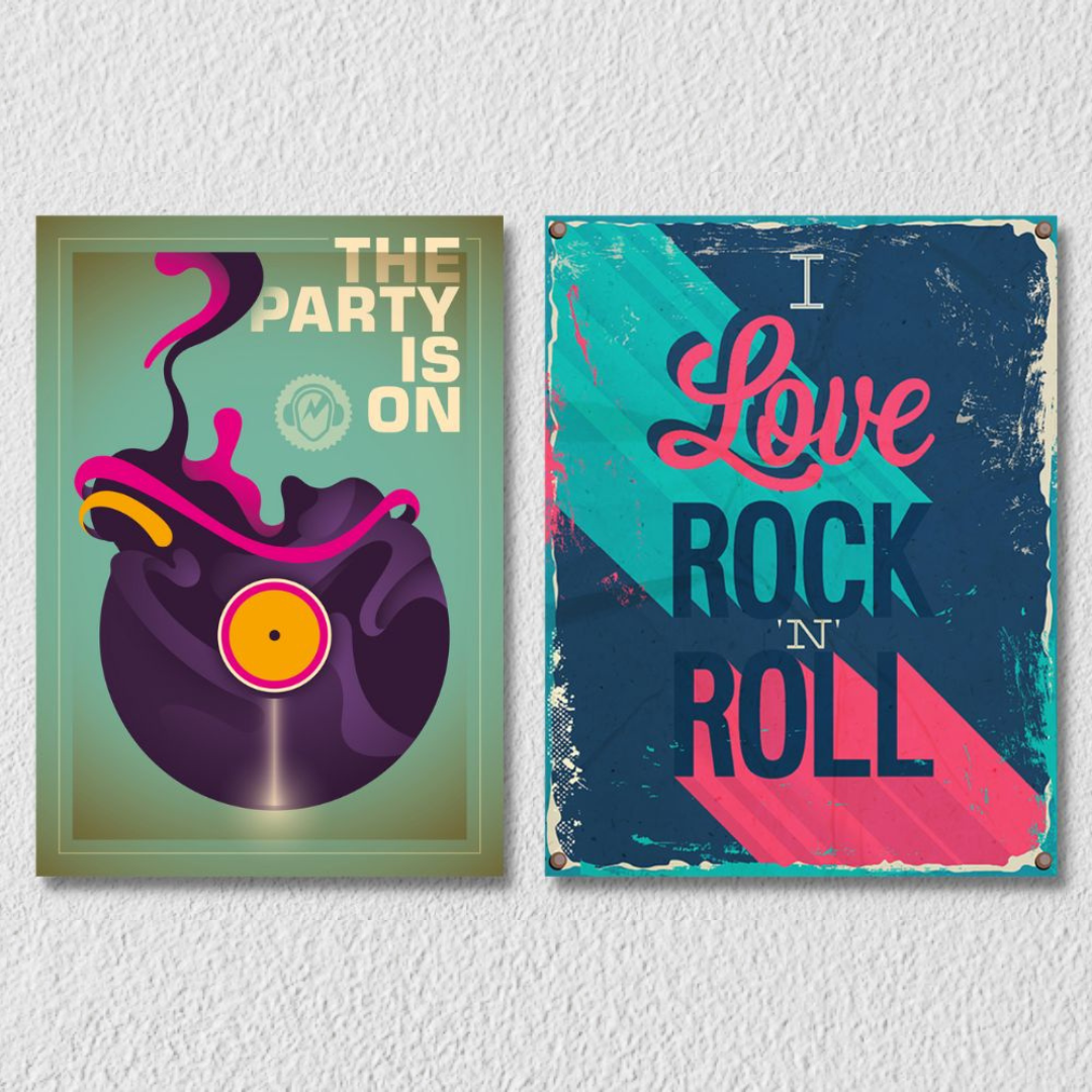 Multicolour Vinyl Wall Art, Set of 2