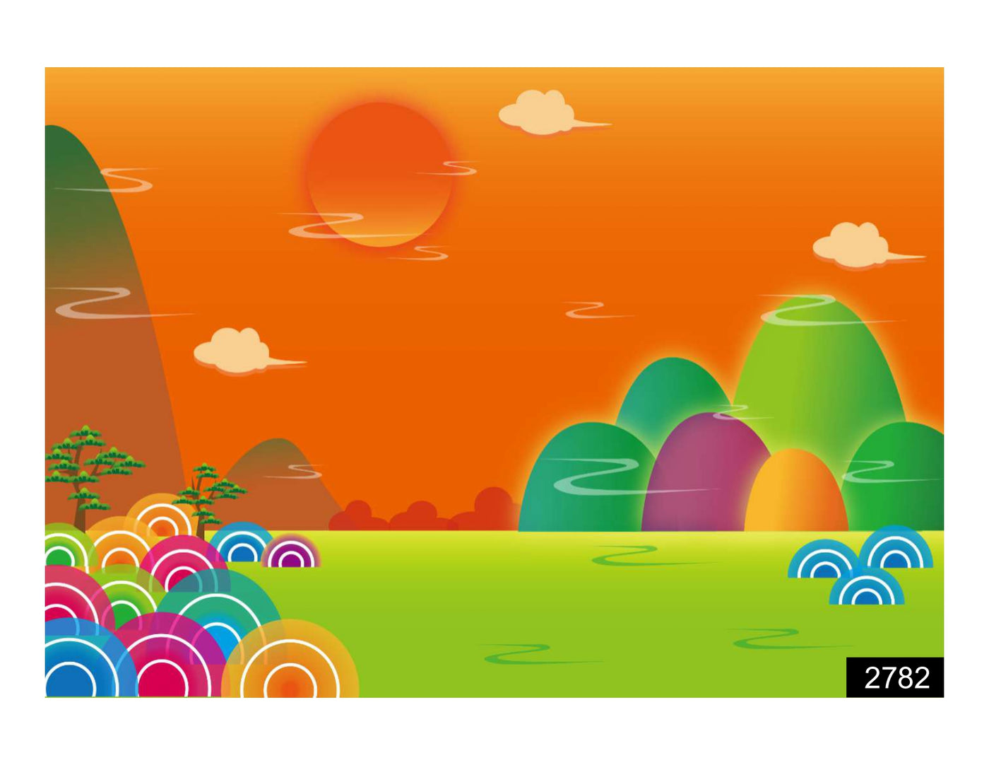 Orange Sun wall covering