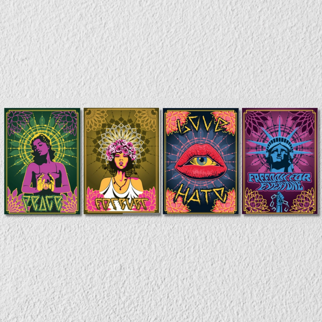 Psychedelic Wall Art, Set Of 4