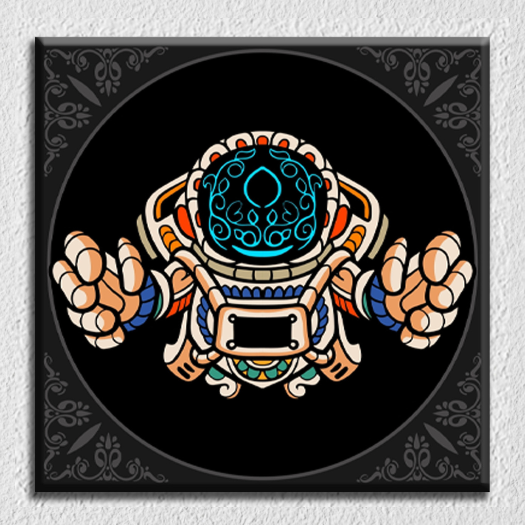 Astronaut Art Black Canvas