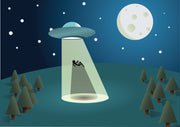 Space Car On Earth With Moon Self Adhesive Sticker For Wardrobe