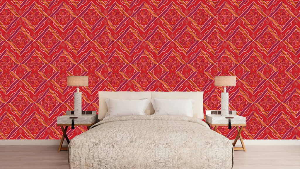 Vintage Red Print Pattern Wallpaper – Myindianthings