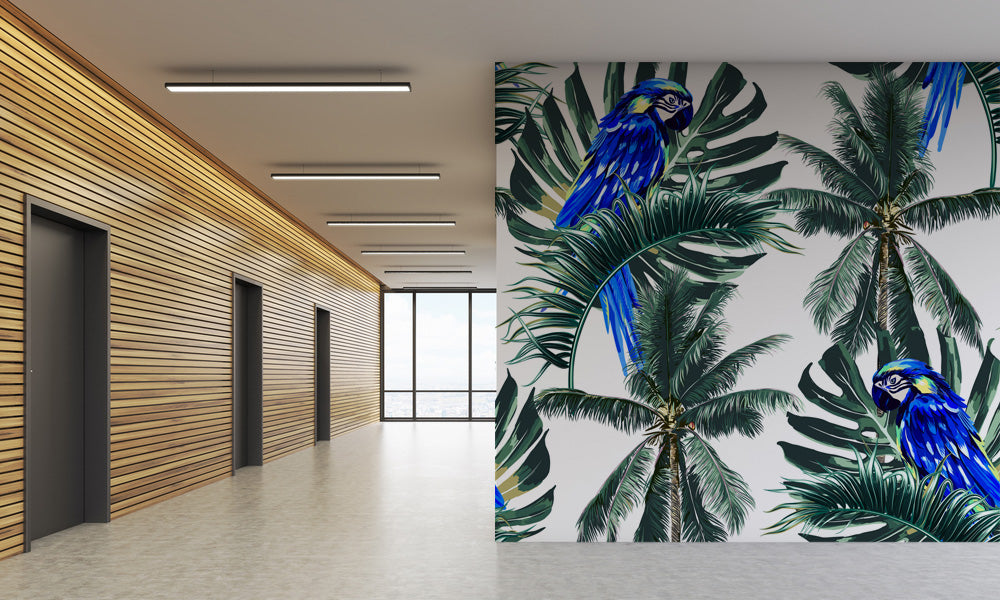 Blue Parrot Tropical Wallpaper