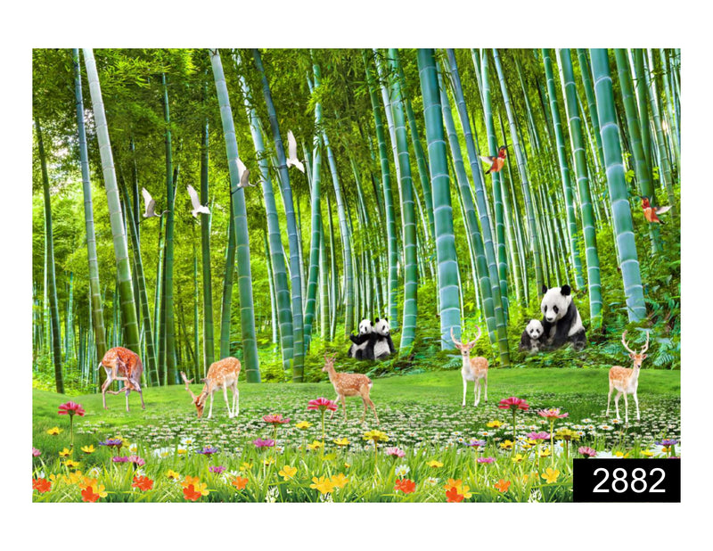 Cute Panda and deer in forest Wallpaper for Wall