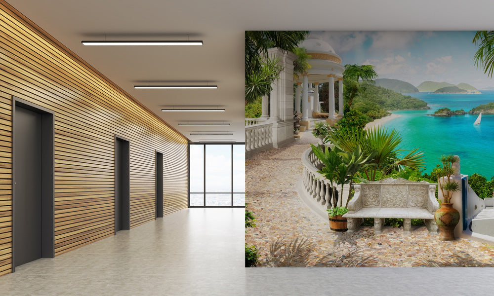 Beach And Hotel Wallpaper