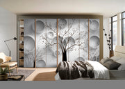 Black Tree On 3D Texture Self Adhesive Sticker For Wardrobe