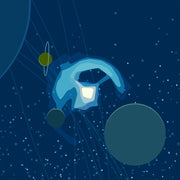 Space Sketch With Stars Self Adhesive Sticker For Wardrobe