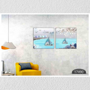 Ship Blue Art, Set Of 2