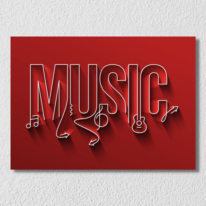 Red Music Notes Line Art
