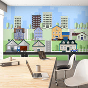 Flat Neighborhood Building Wallpaper