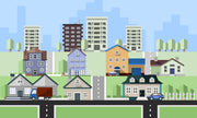 Flat Neighborhood Building Wallpaper
