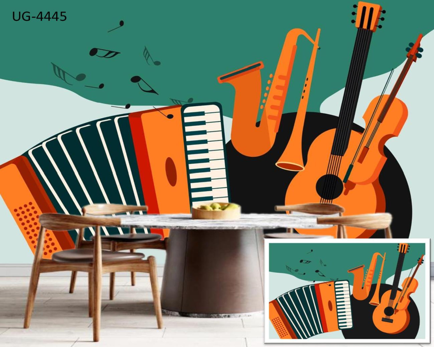 Music instrument art Cafe Wallpaper – Myindianthings
