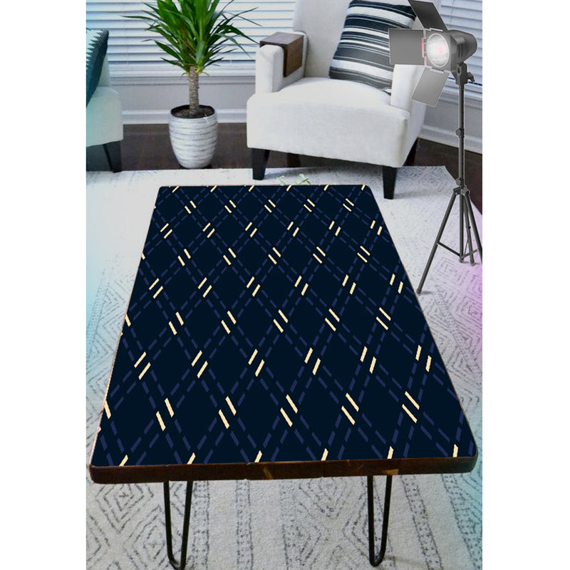 Blue With Golden Parrel Lines Self Adhesive Sticker For Table