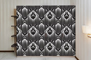 Black White 3D Self Adhesive Sticker For Wardrobe