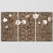 White flower on brick Set of 3