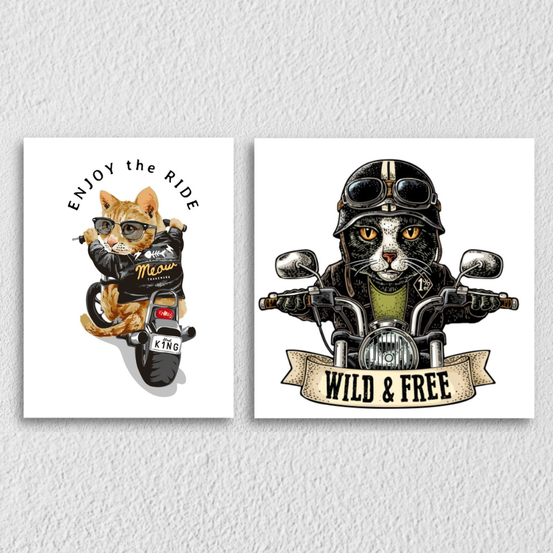 Rider Funny Cat Wall Art
