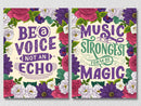 Floral Music Quote Wall Art, Set Of 2