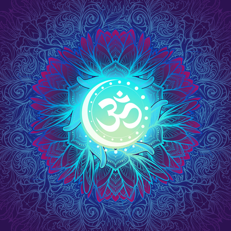 Om In Blue Self Adhesive Sticker Poster