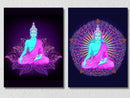 Neon Pink And Blue Buddha, Set Of 2