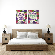 Floral Music Quote Wall Art, Set Of 2