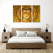 Brown And Yellow Buddha, Set Of 3
