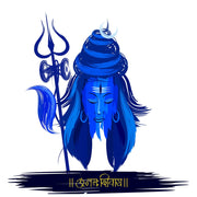 Shiv Painting In Blue Self Adhesive Sticker Poster