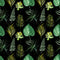 Green Yellow Multi Leafs Self Adhesive Sticker For Cabinet