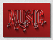 Red Music Notes Line Art
