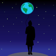 Man Seeing Earth In Space Self Adhesive Sticker For Wardrobe