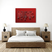 Red Music Notes Line Art