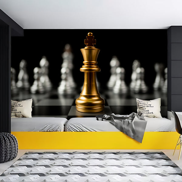 Myphotostation Chess Removable Peel and Stick Wallpaper Golden 3D Photo  Wall Decals Knight Chess Board Wallpaper 112W x 75H Inches 