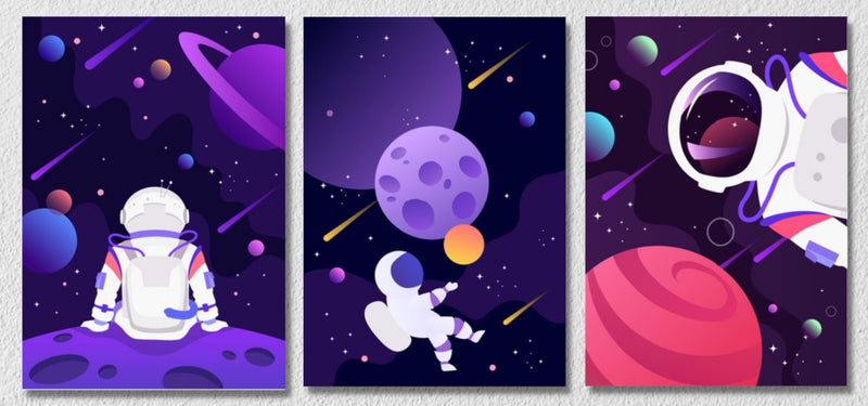 Space Wall Art, Set Of 3