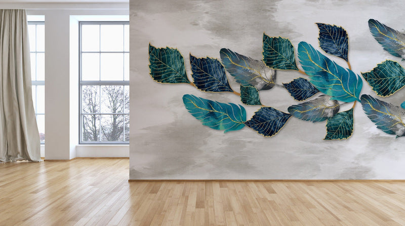 Blue Leaves Beautiful Tropical Wallpaper