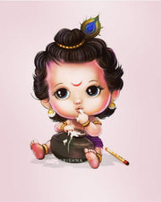 Little  Krishna Anime Self Adhesive Sticker For Refrigerator