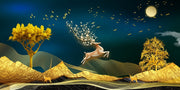 Deer In Golden Valley Art Self Adhesive Sticker For Table
